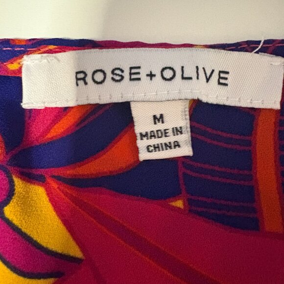 Rose & Olive Colorful Blouse with Mid - Length Sleeves - SIZE MEDIUM - Picture 6 of 7